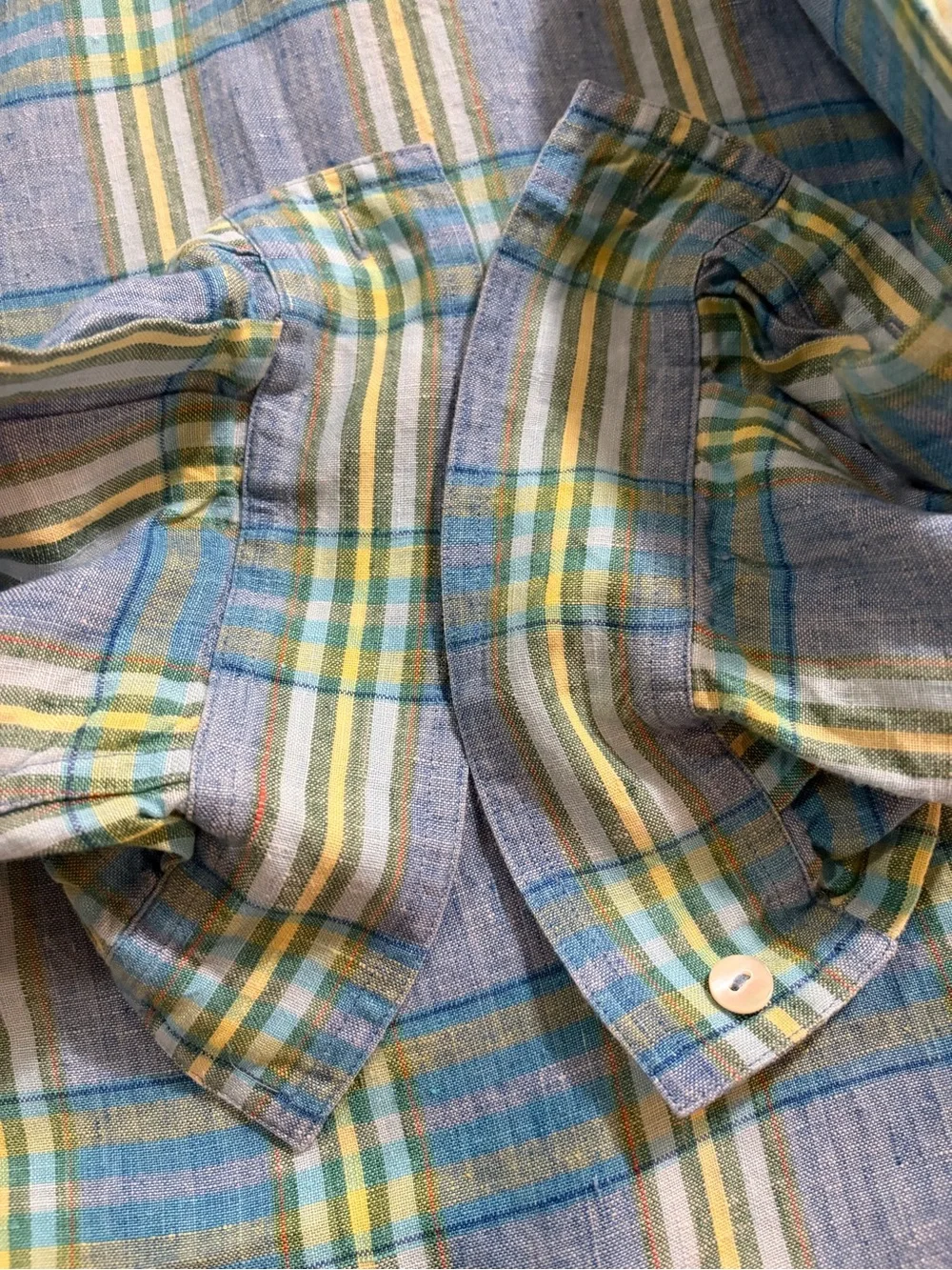 Saks Fifth Avenue Blue & Green Plaid Women’s Button-Down Shirt